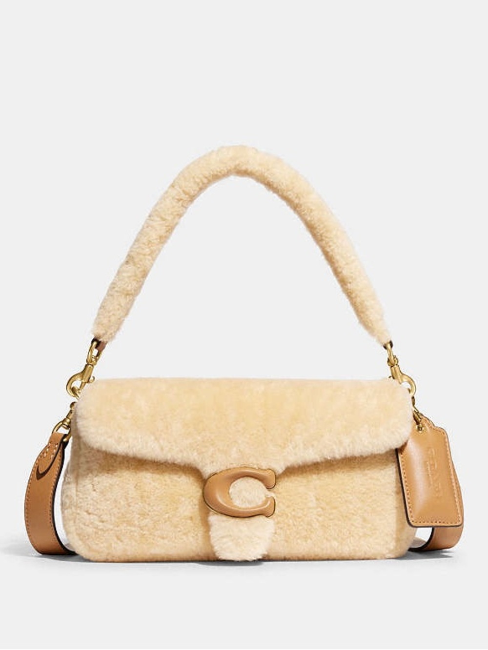 Coach Pillow Tabby 26 Beige Shearling
